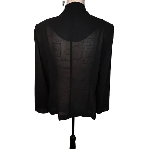Danny&Nicole 12 Black shear pleatedlong sleeve enamel button front shirt blazer - Picture 4 of 9